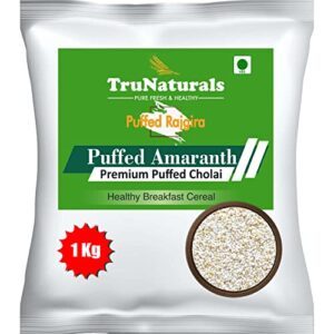 TruNaturals Puffed Amaranth Seeds | Gluten Free Puffed Rajgira Seed | Puffed Rajgira Amaranth Seeds | Puffed Cholai | Puffed Amaranth Organic for Healthy Breakfast & Snack